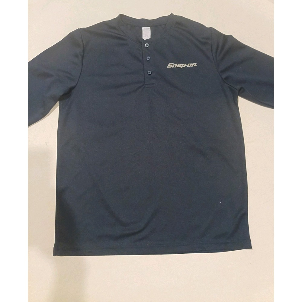Snap-on Men’s Black Long Sleeve qtr button T-Shirt Logo 3-Button polo Size L